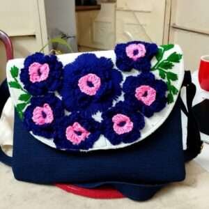 Canvas Floral Crossbody – Navy